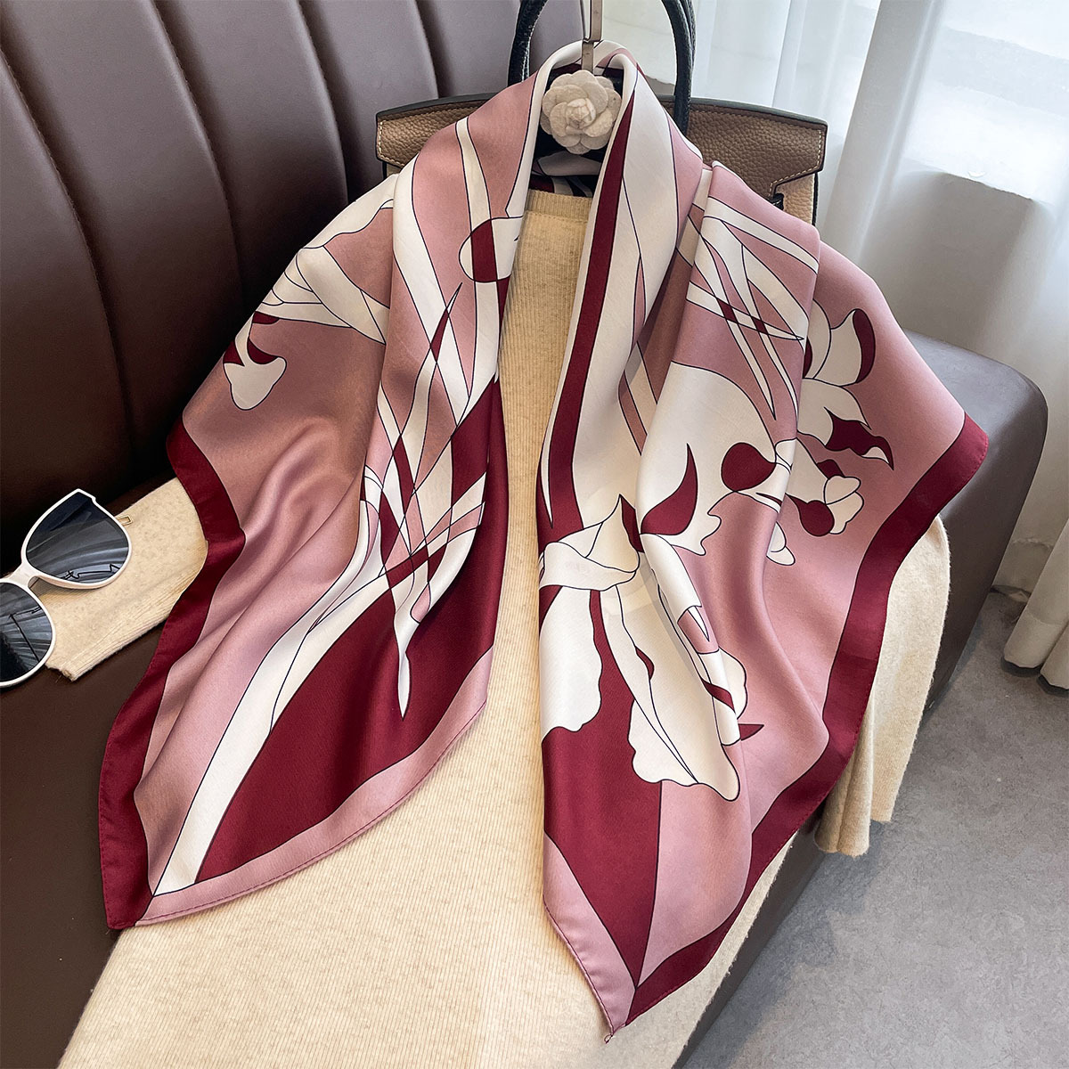 Silk Scarf Square - Bufanda cuadrada de lujo de 90x90Cm,