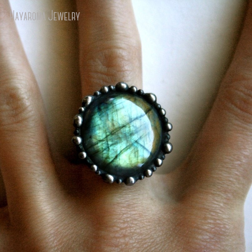 Women'S Emo Accessories - 10 Uds. Anillo redondo de labradorita