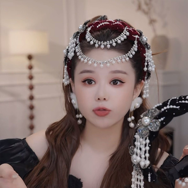 Diadema con Cuentas y Borlas d - Women Accessories Sale reseña y precio